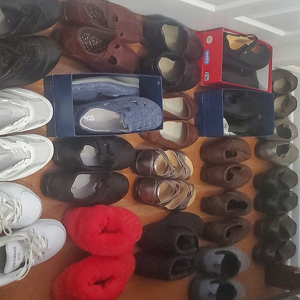 A Mix of Size 10W Shoes, Boots, Slippers. SAS, Trotters and more...